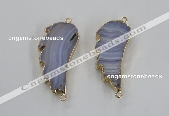 NGC322 16*35mm - 18*38mm wing-shaped agate gemstone connectors