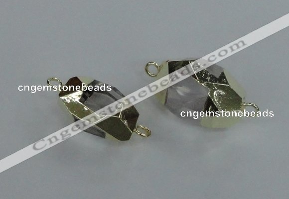 NGC337 15*20mm - 18*25mm faceted nuggets white crystal connectors