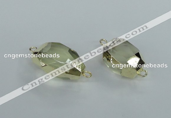 NGC338 15*20mm - 18*25mm faceted nuggets yellow quartz connectors