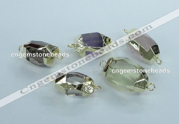 NGC342 15*20mm - 18*25mm faceted nuggets mixed quartz connectors