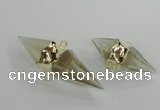 NGC346 18*30mm - 15*45mm faceted bicone yellow quartz connectors