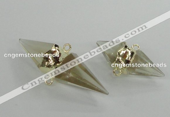 NGC346 18*30mm - 15*45mm faceted bicone yellow quartz connectors