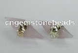 NGC347 18*30mm - 15*45mm faceted bicone rose quartz connectors