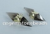 NGC348 18*30mm - 15*45mm faceted bicone smoky quartz connectors