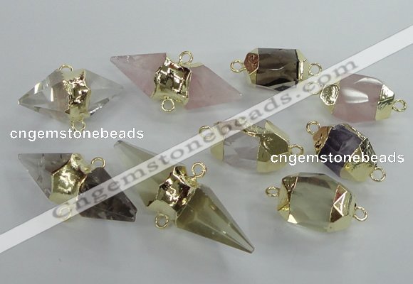 NGC351 18*30mm - 15*45mm faceted mixed quartz connectors