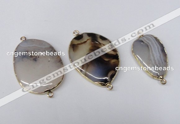 NGC356 20*30mm - 30*40mm freeform montana agate connectors
