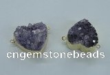 NGC370 23*25mm - 30*32mm heart druzy amethyst gemstone connectors