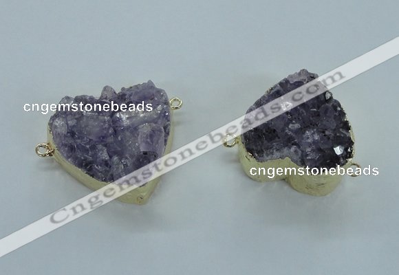 NGC370 23*25mm - 30*32mm heart druzy amethyst gemstone connectors