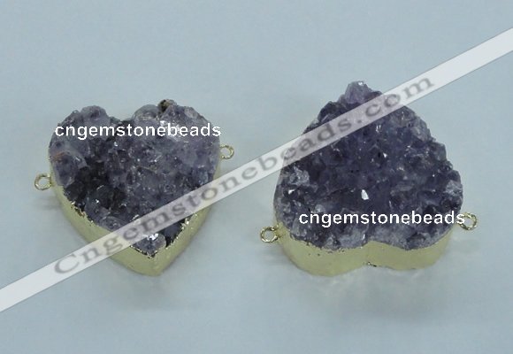 NGC371 33*35mm - 38*40mm heart druzy amethyst gemstone connectors