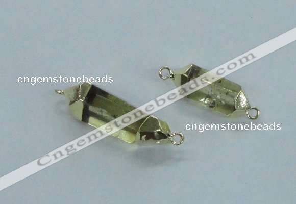 NGC373 10*25mm - 12*30mm faceted nuggets lemon quartz connectors