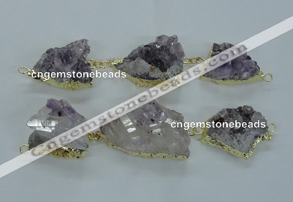 NGC375 20*25mm - 25*30mm freeform druzy amethyst connectors