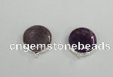 NGC380 18mm flat round agate gemstone connectors wholesale