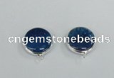 NGC381 18mm flat round agate gemstone connectors wholesale