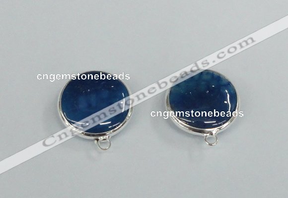 NGC381 18mm flat round agate gemstone connectors wholesale