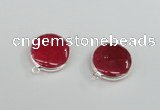 NGC382 18mm flat round agate gemstone connectors wholesale