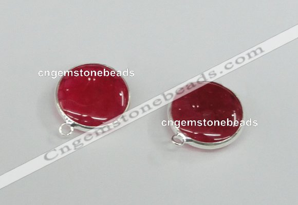 NGC382 18mm flat round agate gemstone connectors wholesale