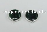 NGC383 18mm flat round agate gemstone connectors wholesale