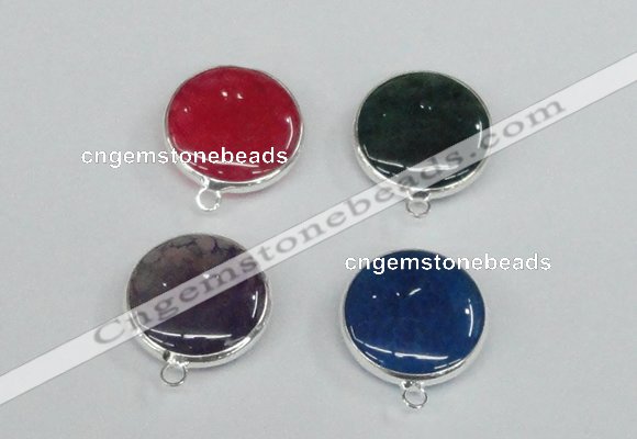 NGC384 18mm flat round agate gemstone connectors wholesale