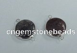 NGC385 18mm flat round agate gemstone connectors wholesale