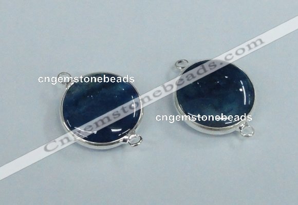 NGC387 18mm flat round agate gemstone connectors wholesale