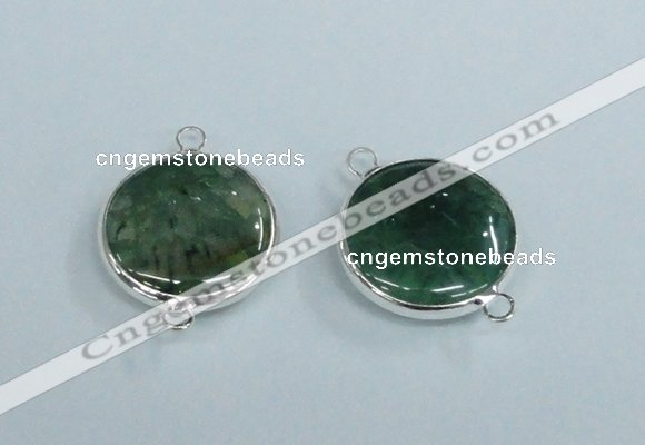 NGC388 18mm flat round agate gemstone connectors wholesale