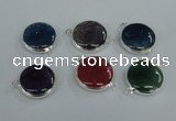 NGC389 18mm flat round agate gemstone connectors wholesale