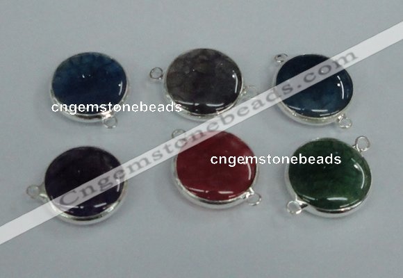 NGC389 18mm flat round agate gemstone connectors wholesale