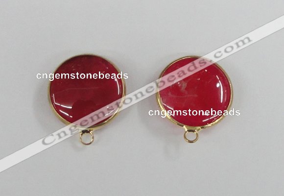 NGC392 18mm flat round agate gemstone connectors wholesale