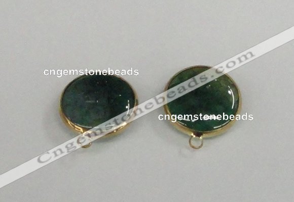 NGC394 18mm flat round agate gemstone connectors wholesale