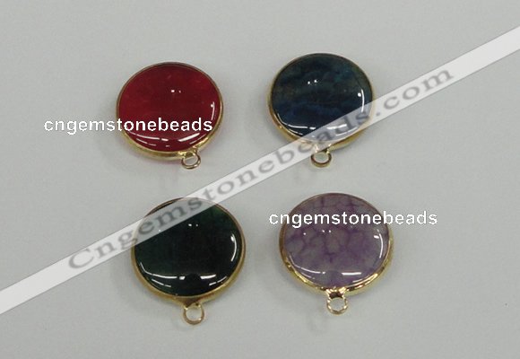 NGC395 18mm flat round agate gemstone connectors wholesale