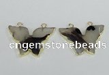 NGC405 30*40mm butterfly agate gemstone connectors wholesale