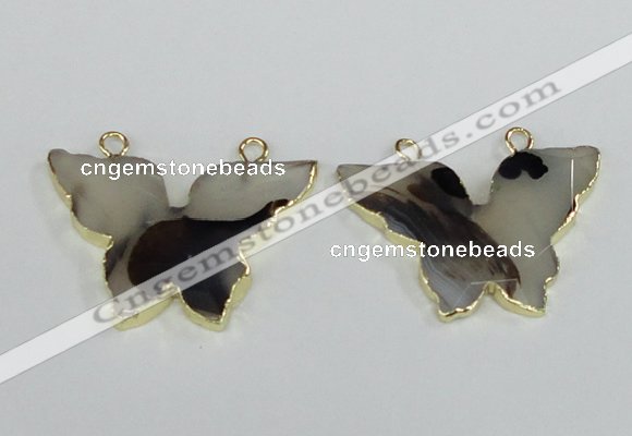 NGC405 30*40mm butterfly agate gemstone connectors wholesale