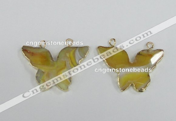 NGC406 30*40mm butterfly agate gemstone connectors wholesale