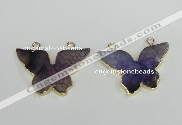 NGC407 30*40mm butterfly agate gemstone connectors wholesale