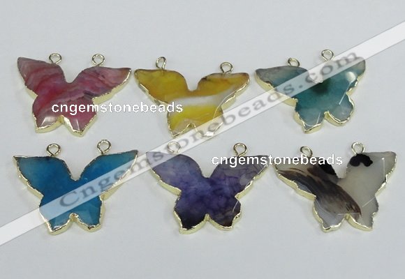 NGC411 30*40mm butterfly agate gemstone connectors wholesale