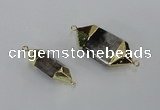 NGC414 10*25mm - 15*35mm faceted nuggets green phantom quartz connectors