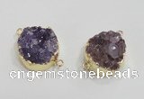 NGC419 20mm coin druzy amethyst gemstone connectors wholesale