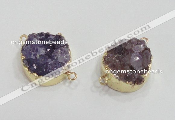 NGC419 20mm coin druzy amethyst gemstone connectors wholesale