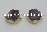 NGC420 25mm coin druzy amethyst gemstone connectors wholesale