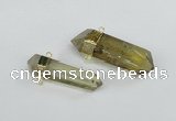 NGC422 12*45mm - 15*50mm faceted nuggets lemon quartz connectors