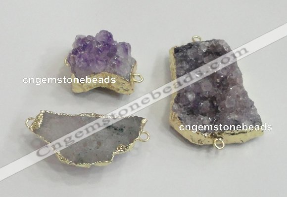 NGC438 20*25mm - 25*30mm freeform druzy amethyst gemstone connectors