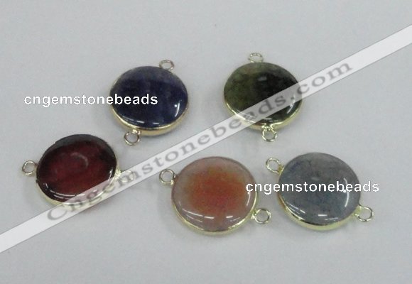 NGC453 20mm coin agate gemstone connectors wholesale