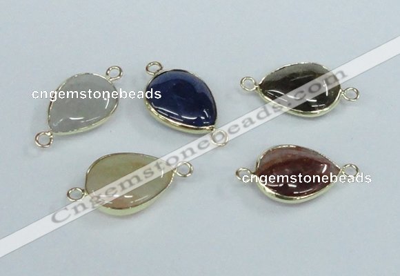 NGC455 13*18mm flat teardrop agate gemstone connectors wholesale