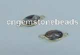 NGC457 10*14mm oval Botswana agate gemstone connectors wholesale