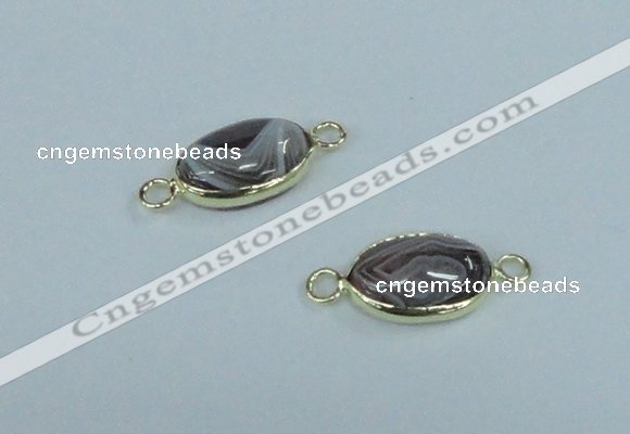 NGC457 10*14mm oval Botswana agate gemstone connectors wholesale