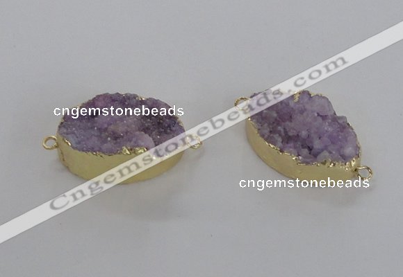 NGC472 20*30mm oval druzy agate gemstone connectors wholesale