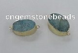 NGC474 20*30mm oval druzy agate gemstone connectors wholesale