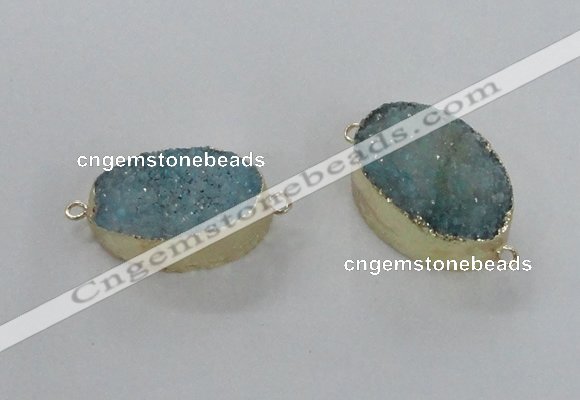 NGC474 20*30mm oval druzy agate gemstone connectors wholesale