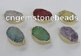 NGC476 20*30mm oval druzy agate gemstone connectors wholesale