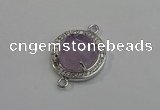 NGC5018 20mm flat round amethyst with rhinestone connectors